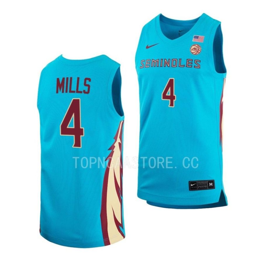 caleb mills fsu seminoles 2022 23alternate basketball replicaturquoise jersey scaled