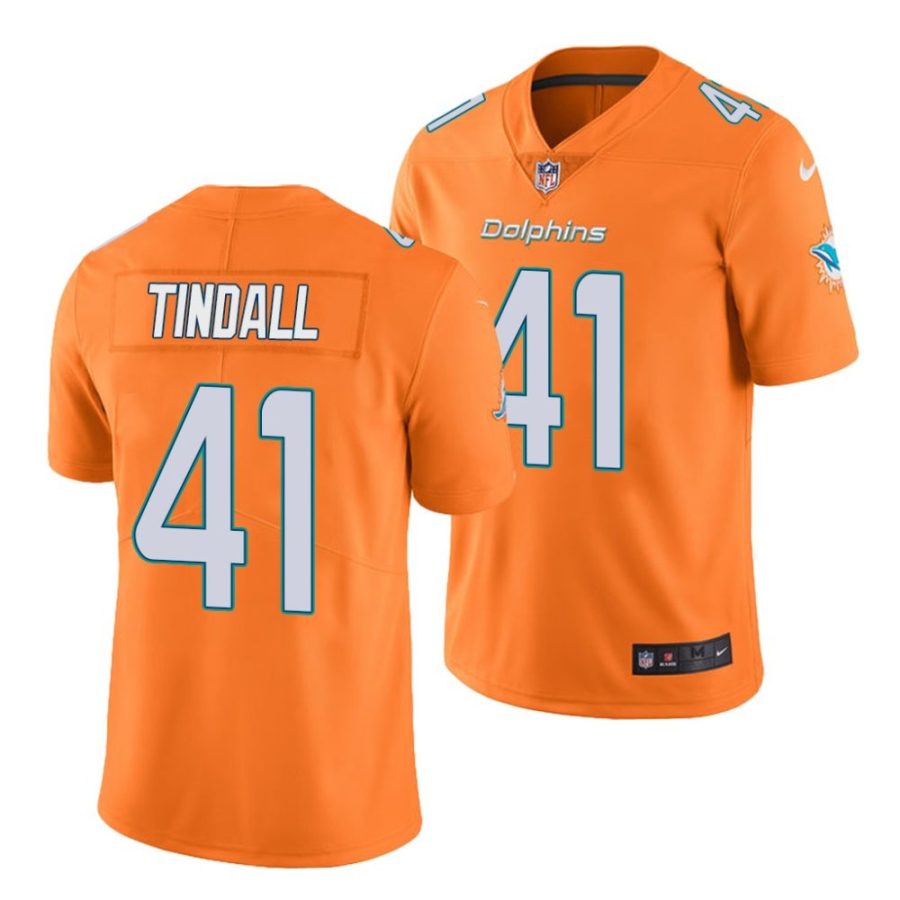 channing tindall miami dolphins 2022 nfl draft color rush men orange jersey scaled