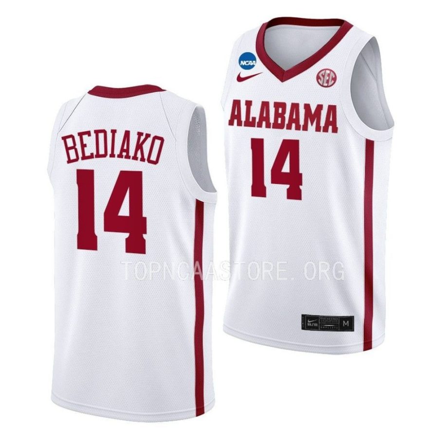 charles bediako white 2023 ncaa march madness alabama crimson tidemens basketball jersey scaled