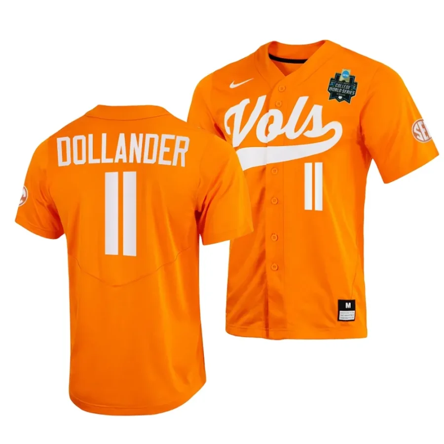 chase dollander tennessee volunteers orange2023 ncaa baseball college world series menomaha 8 jersey scaled