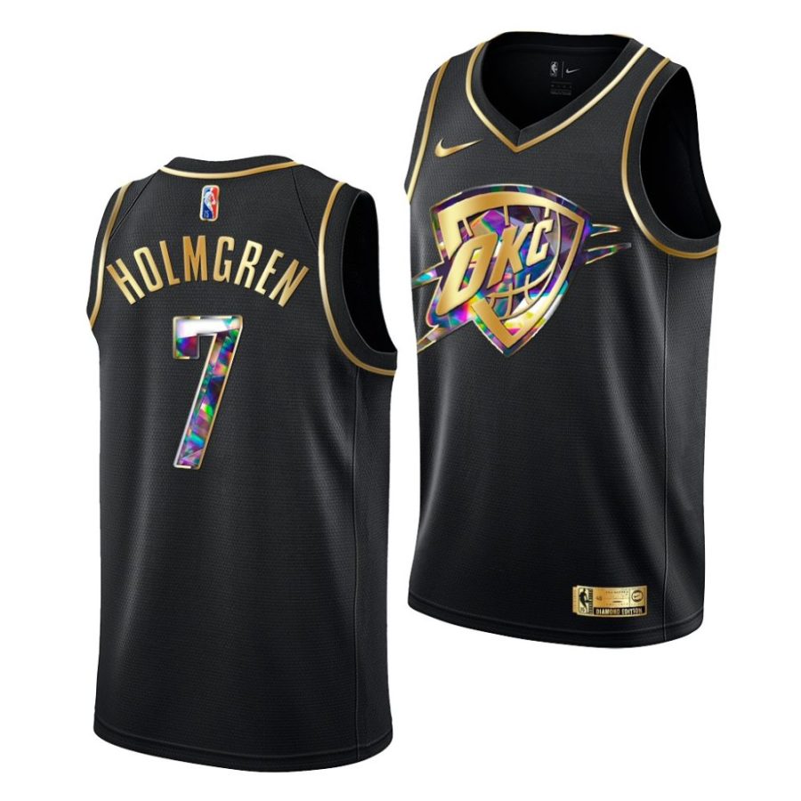 chet holmgren thunder 2022 nba draft black golden diamond edition jersey scaled