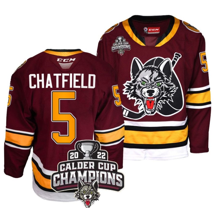 chicago wolves jalen chatfield burgundy 2022 calder cup champs ahl jersey scaled