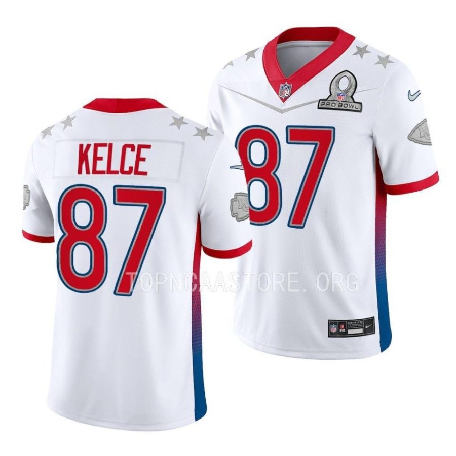 chiefs travis kelce white 2023 pro bowl games jersey scaled