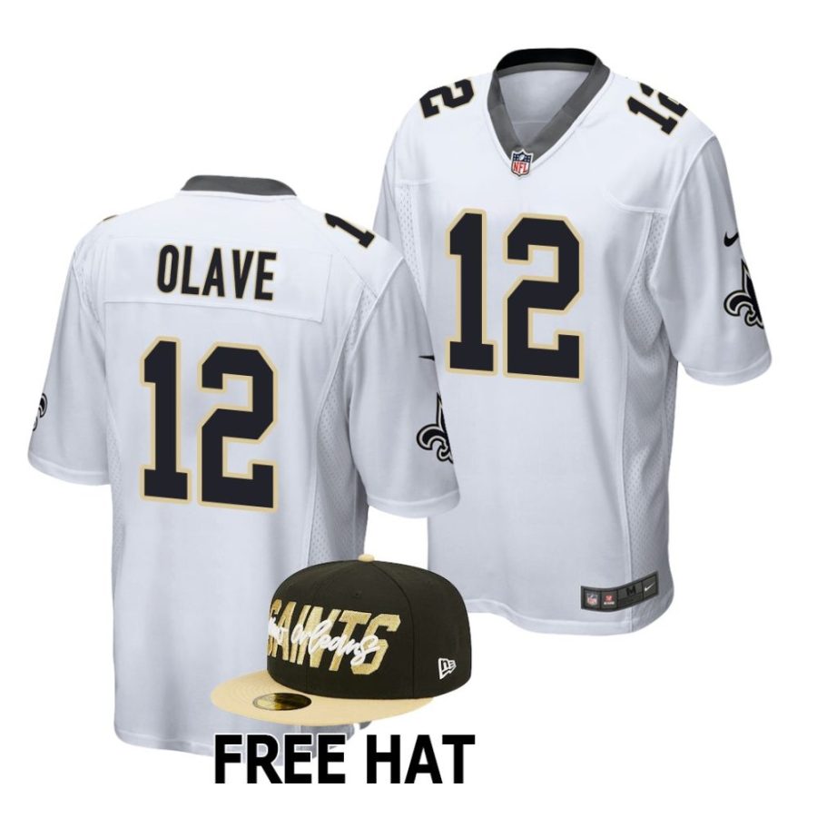 chris olave new orleans saints 2022 nfl draft game men white jersey scaled
