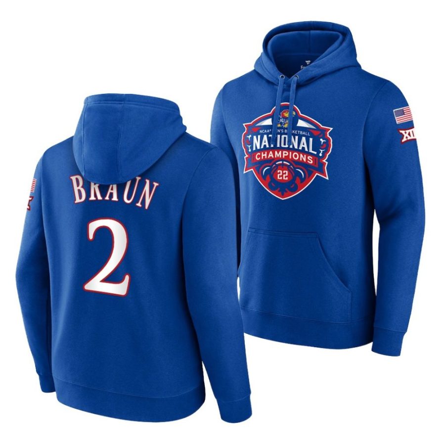 christian braun royal 2022 ncaa national champions kansas jayhawks hoodie scaled