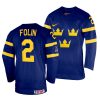 christian folin navy 2022 iihf world championship sweden away jersey scaled