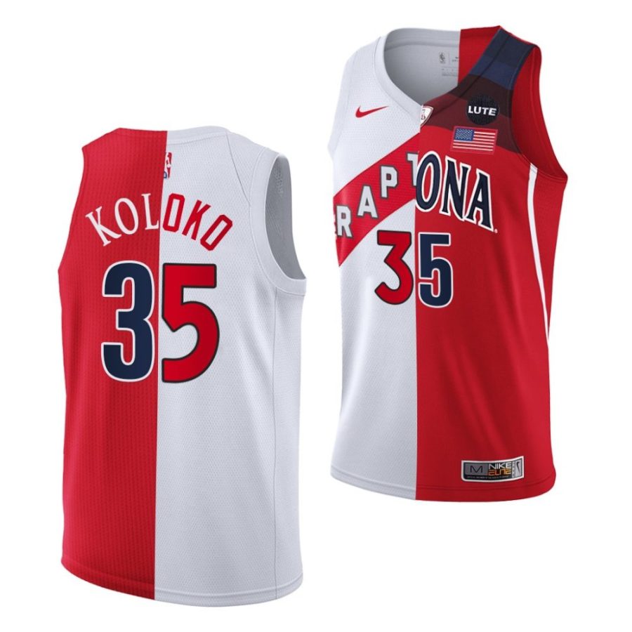 christian koloko raptors x arizona 2022 nba draft white red split edition jersey scaled