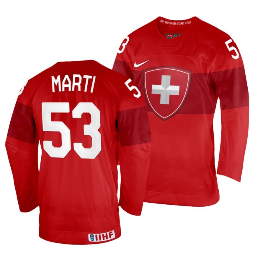 christian marti red 2022 iihf world championship switzerland away jersey scaled