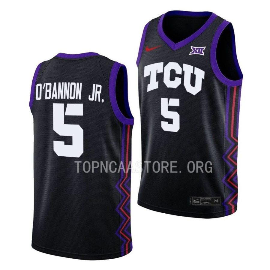 chuck o'bannon jr. tcu horned frogs 2022 23college basketball black jersey scaled