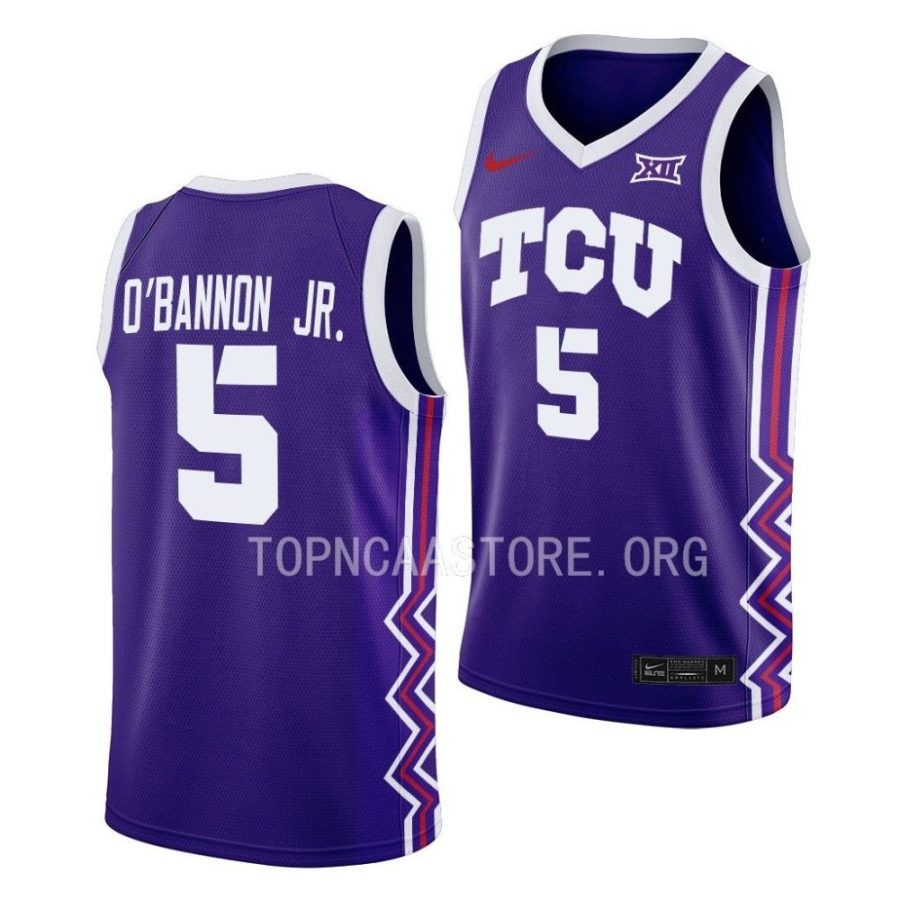 chuck o'bannon jr. tcu horned frogs away basketball 2022 23 jersey scaled