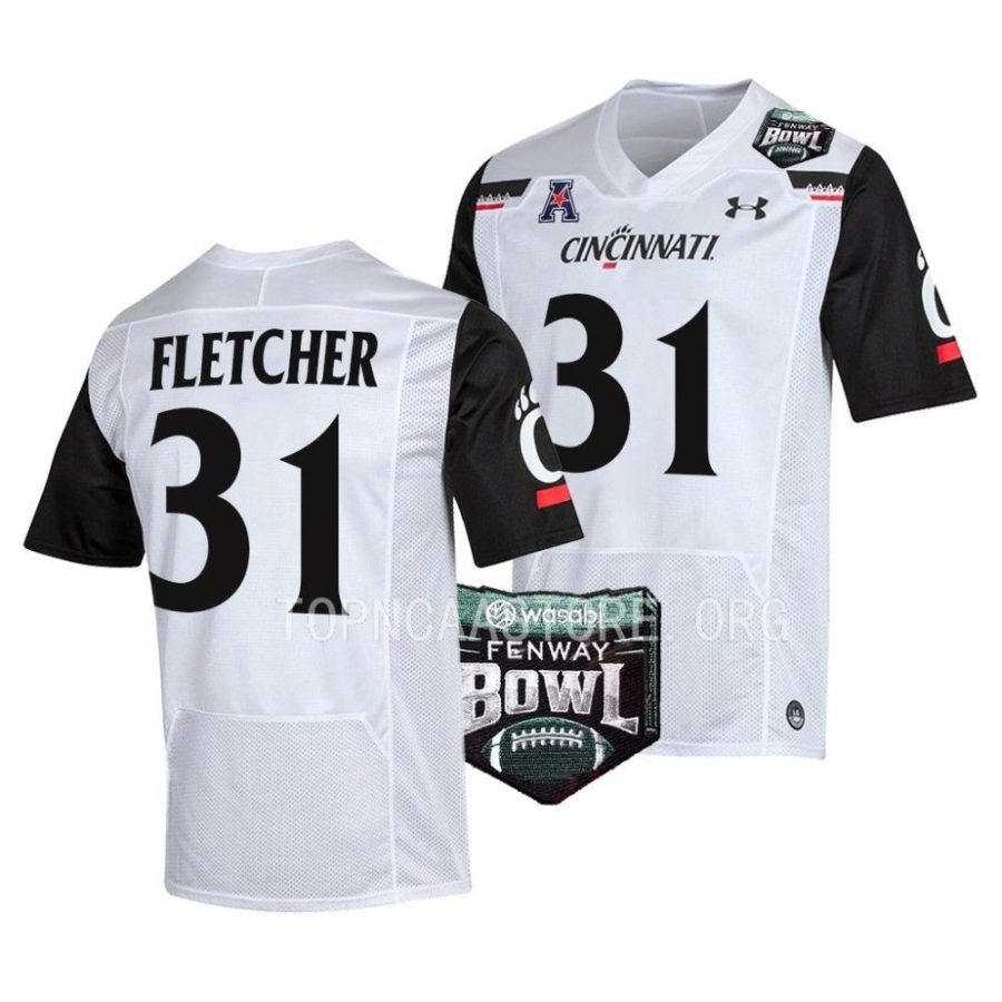 cincinnati bearcats mason fletcher white 2022 fenway bowl football jersey scaled