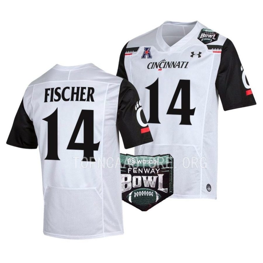 cincinnati bearcats wyatt fischer white 2022 fenway bowl football jersey scaled