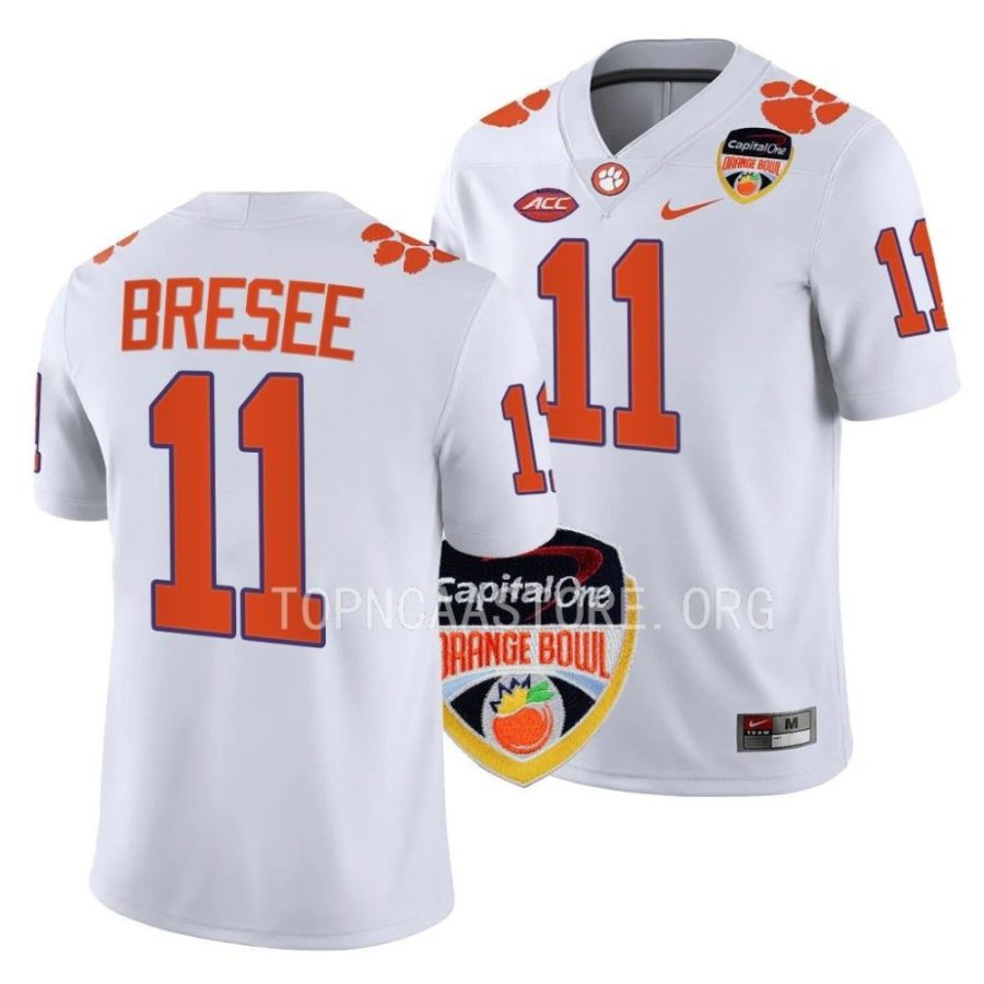 clemson tigers bryan bresee white 2022 orange bowl college football jersey scaled