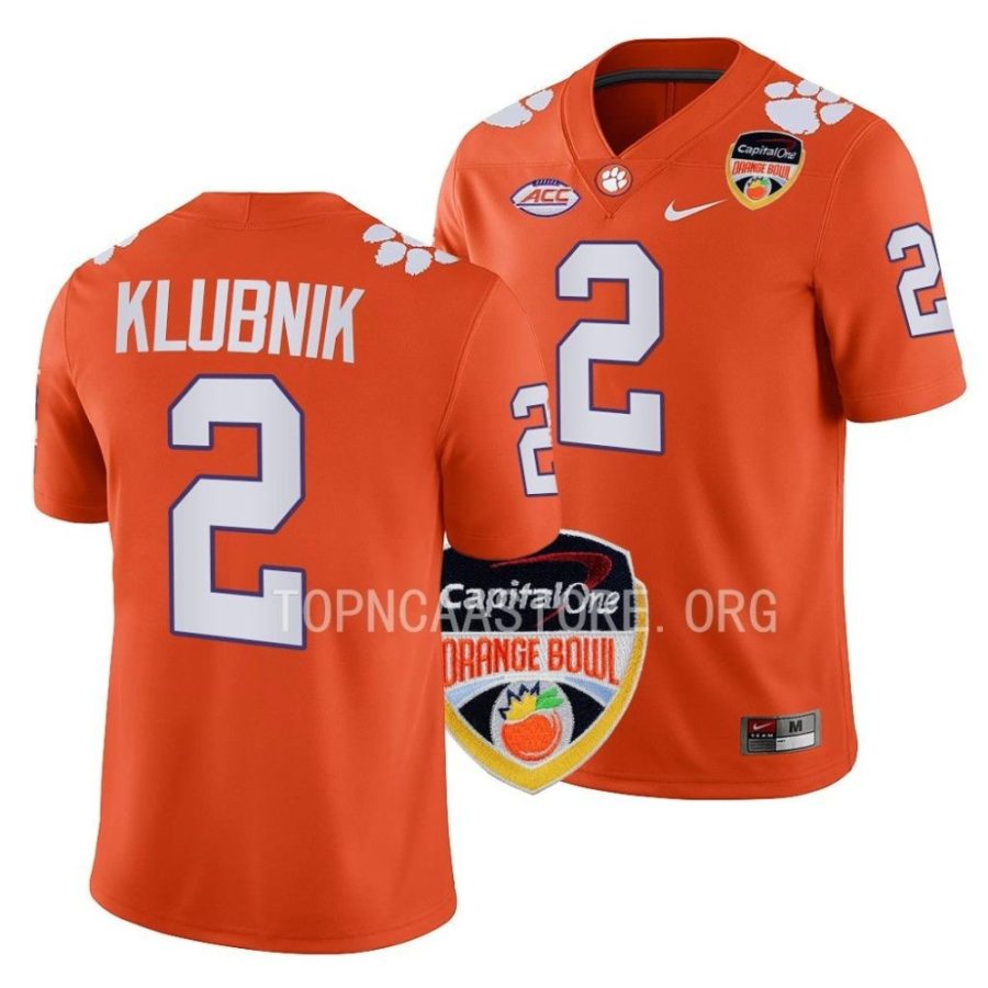 clemson tigers cade klubnik orange 2022 orange bowl college football jersey scaled