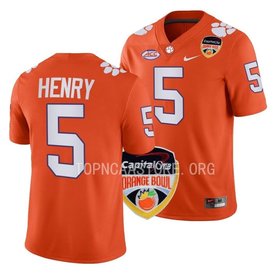 clemson tigers k j. henry orange 2022 orange bowl college football jersey scaled