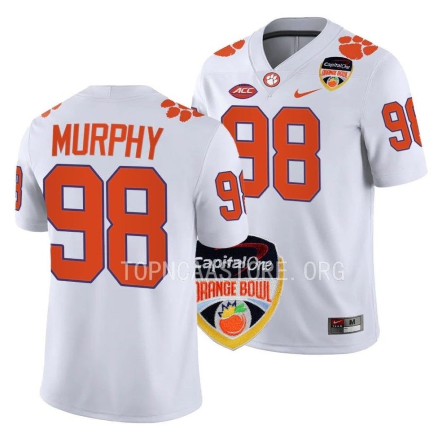 clemson tigers myles murphy white 2022 orange bowl college football jersey scaled