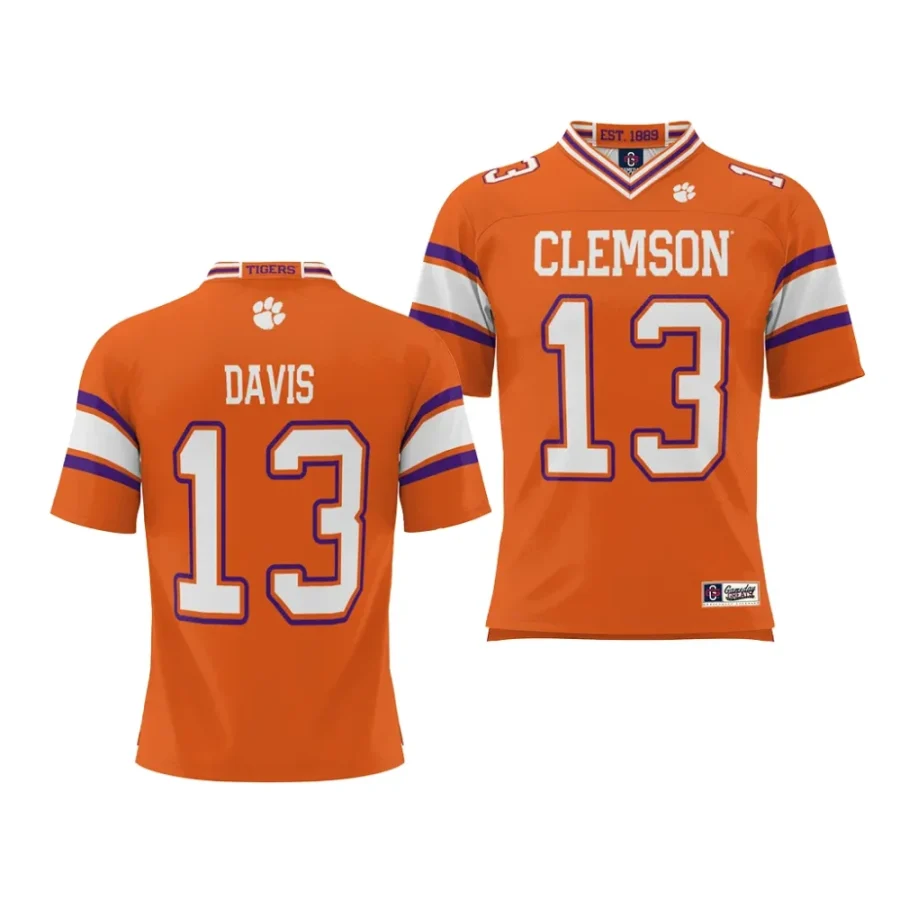 clemson tigers tyler davis orange nil player football jersey scaled