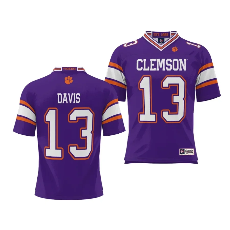 clemson tigers tyler davis purple nil player football jersey scaled