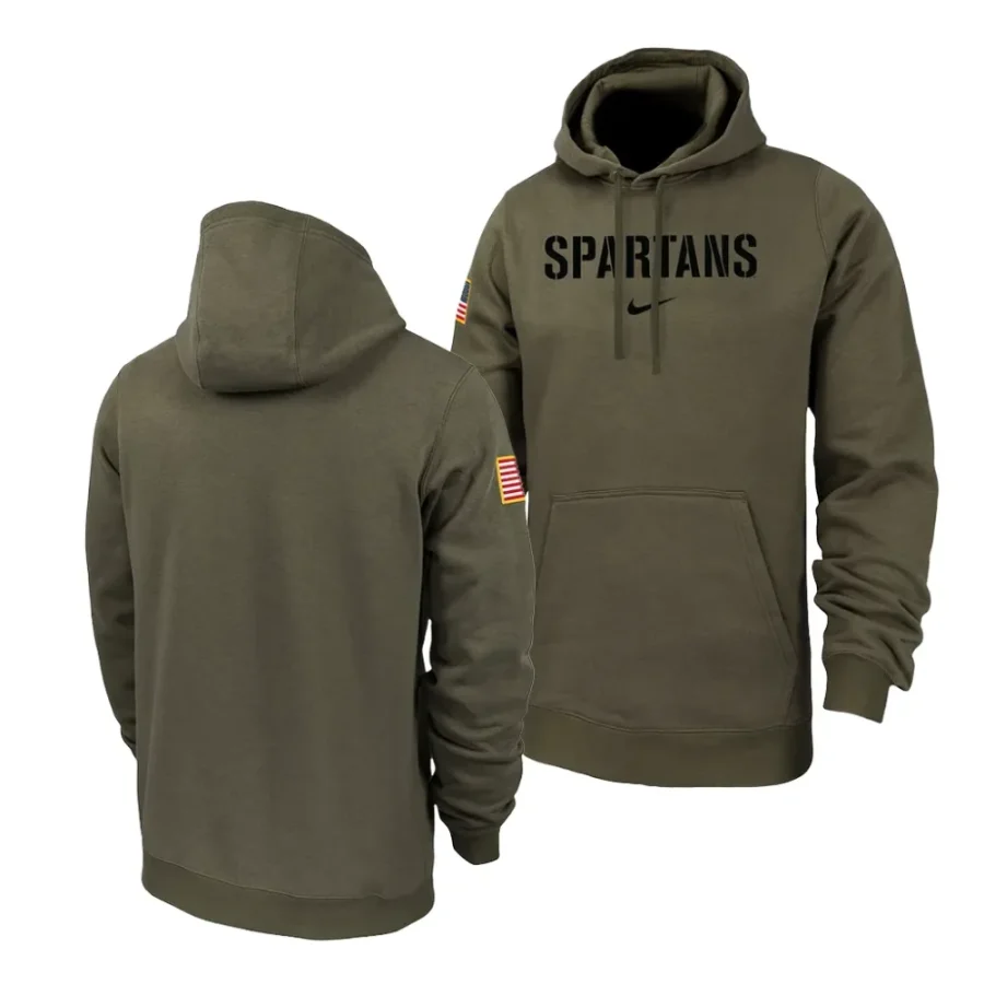 club fleece olive military pack michigan state spartans hoodie scaled