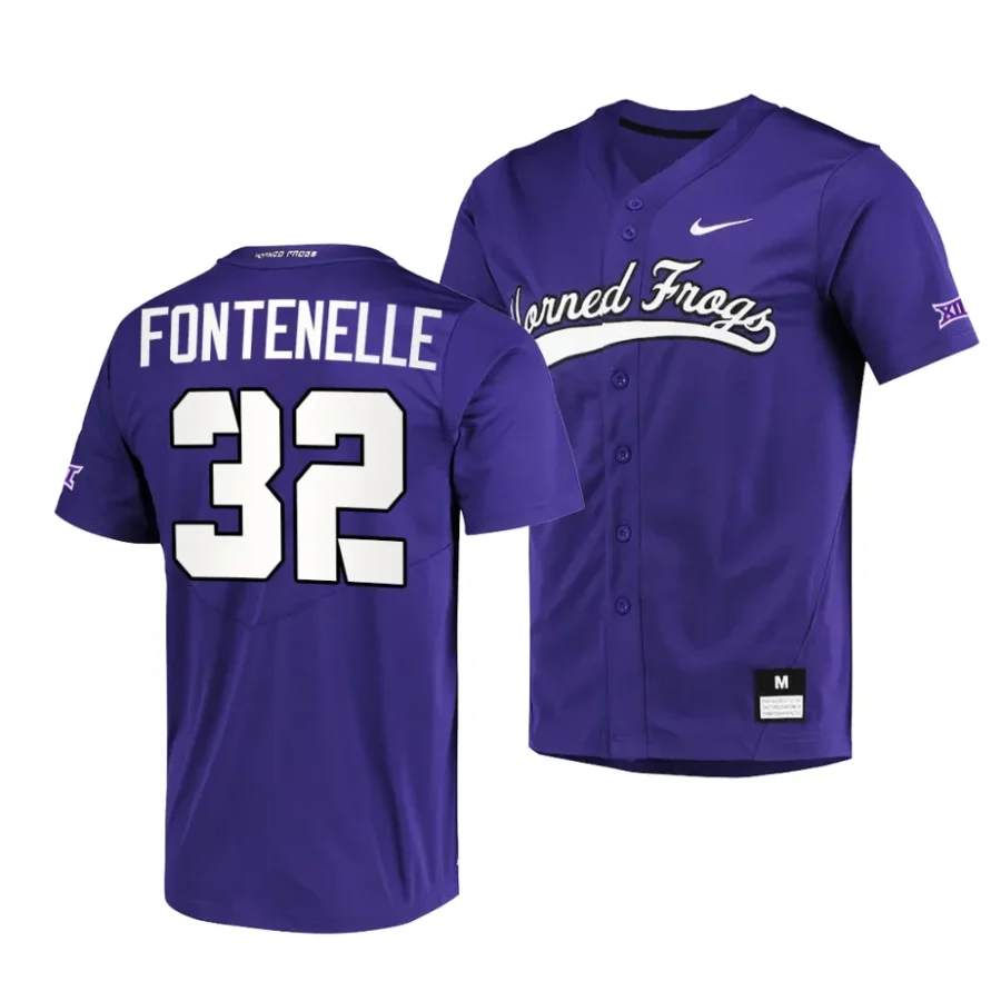 cole fontenelle tcu horned frogs 2023 big 12 baseball champions menfull button jersey scaled