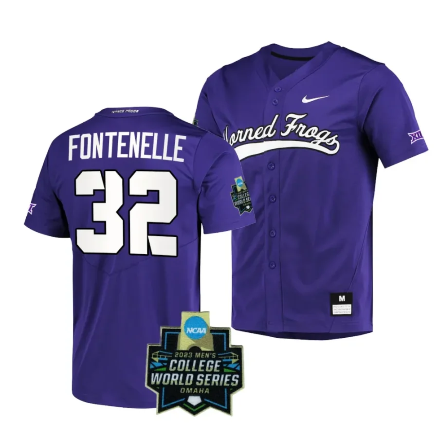 cole fontenelle tcu horned frogs 2023 college world series menncaa baseball jersey 0 scaled