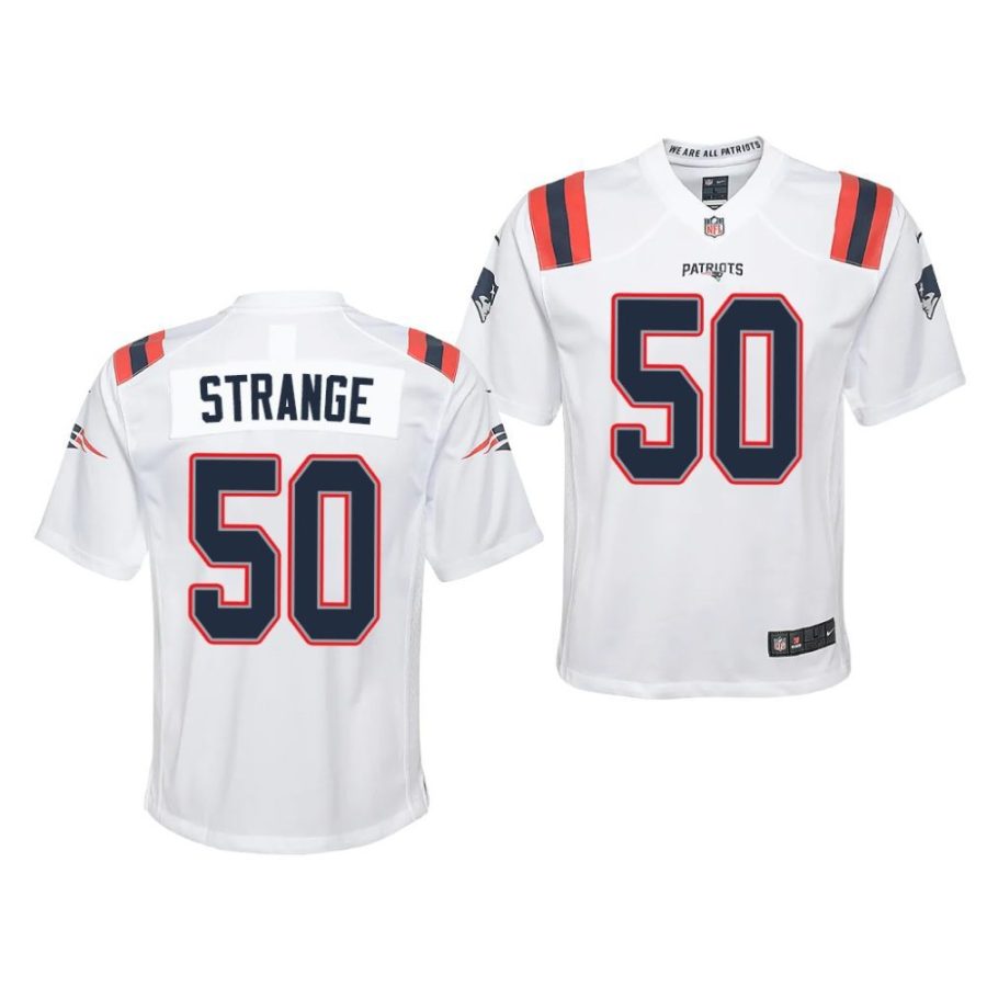 cole strange new england patriots 2022 nfl draft game youth white jersey scaled