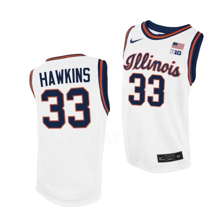 coleman hawkins illinois fighting illini 2022 23script throwback college basketballwhite jersey scaled