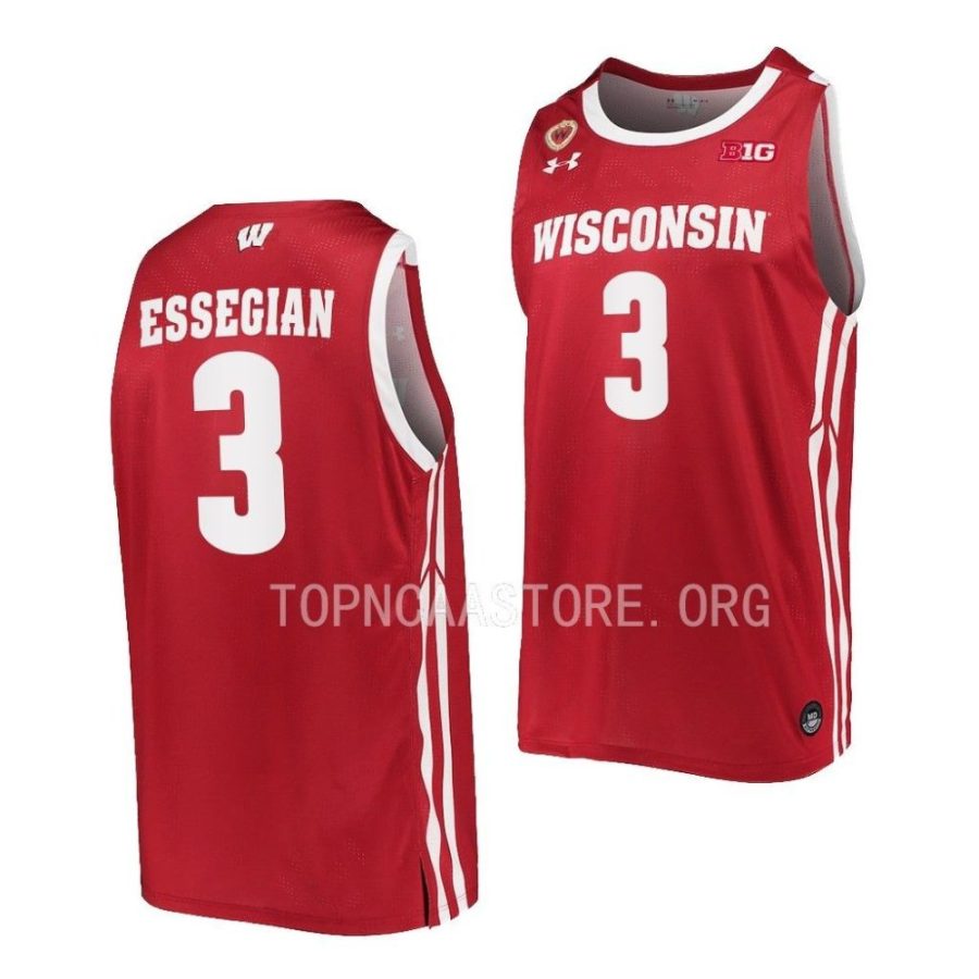 connor essegian wisconsin badgers away basketball 2022 23 replica jersey scaled