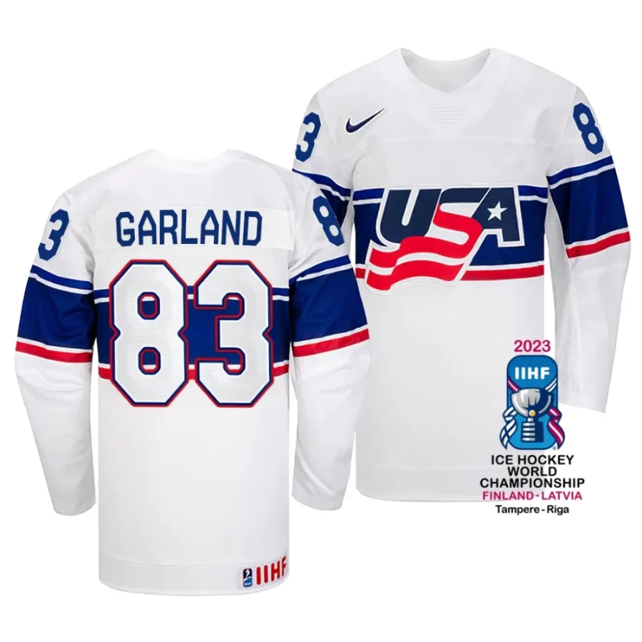 conor garland white 2023 iihf world championship usa home jersey scaled