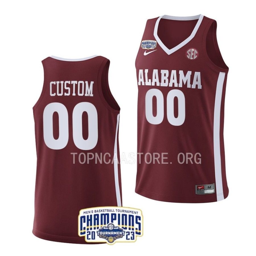 custom alabama crimson tide 2023 sec mens basketball champs crimson jersey scaled