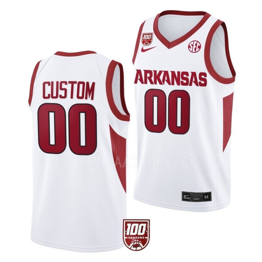 custom arkansas razorbacks 2022 23100 season college basketballwhite jersey scaled