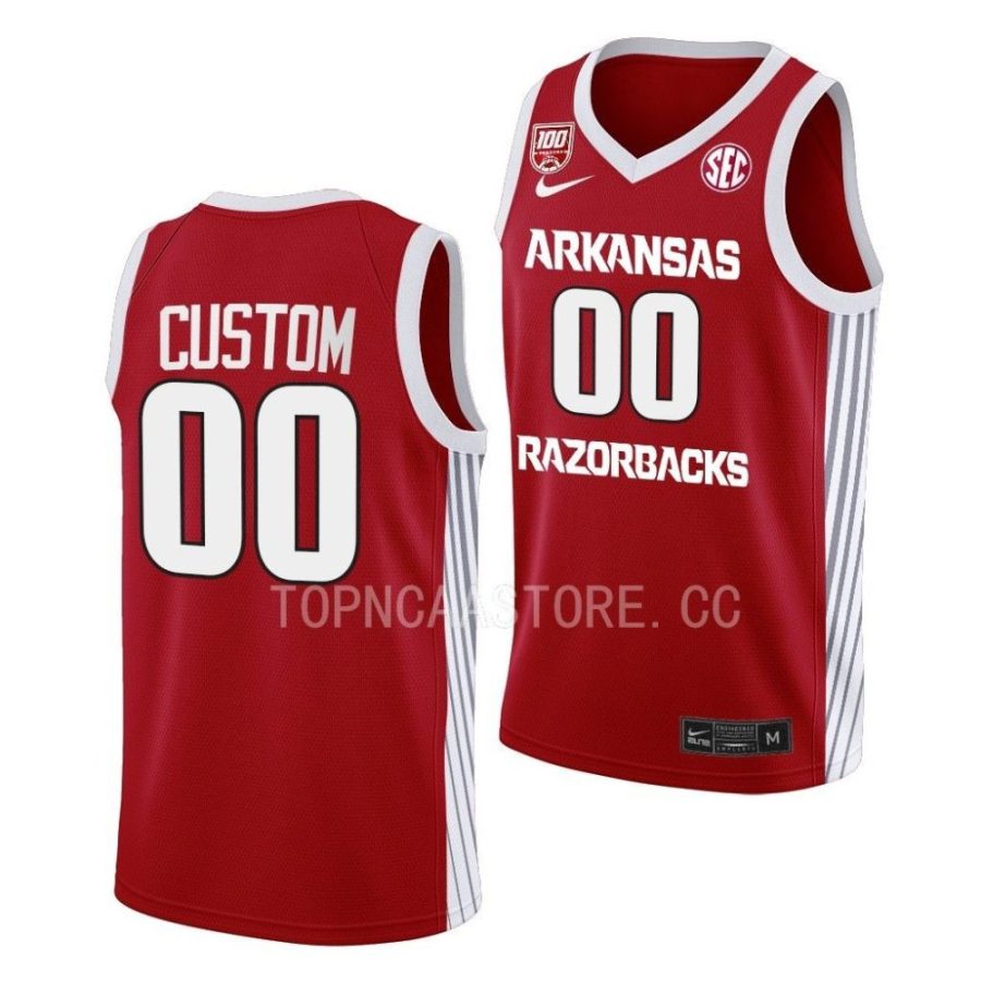 custom arkansas razorbacks college basketball 2022 23 100 season jersey scaled