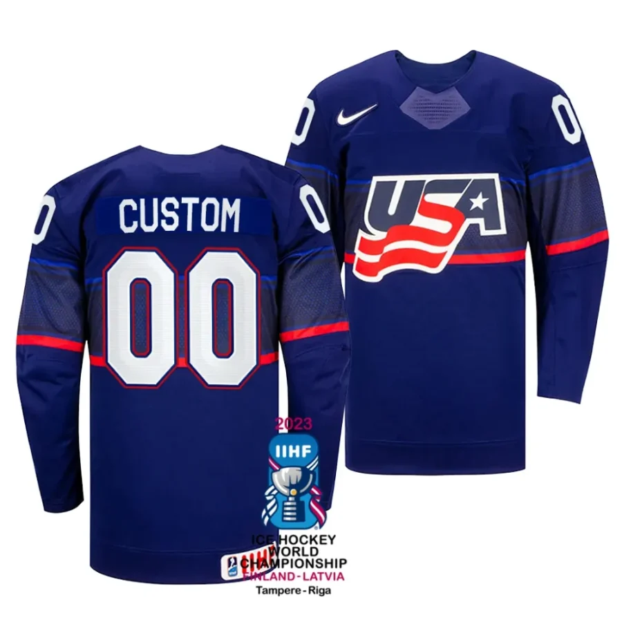 custom away 2023 iihf world championship blue jersey scaled