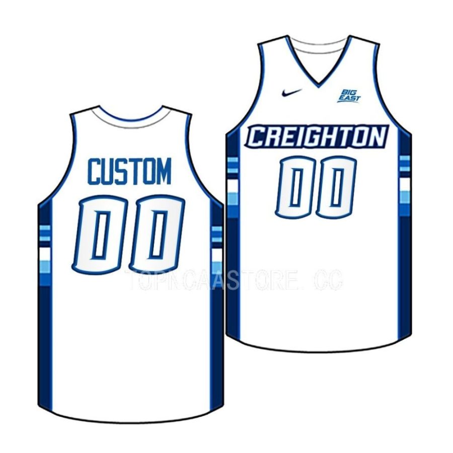 custom creighton bluejays 2022 23college basketball replicawhite jersey scaled