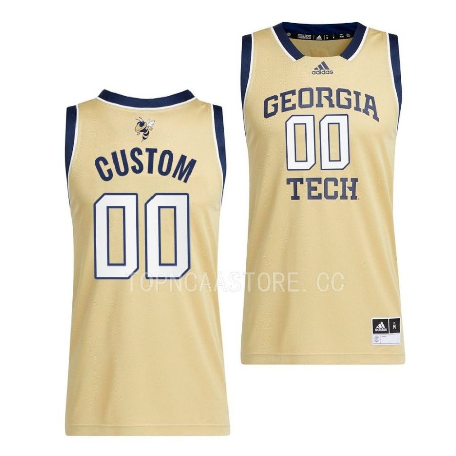 custom georgia tech yellow jackets 2022 23swingman basketball beige jersey scaled