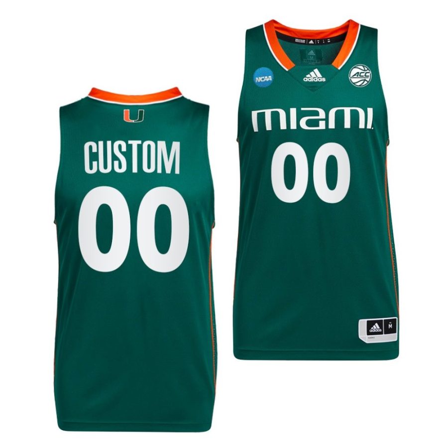 custom green 2023 ncaa march madness miami hurricanesmens basketball jersey scaled