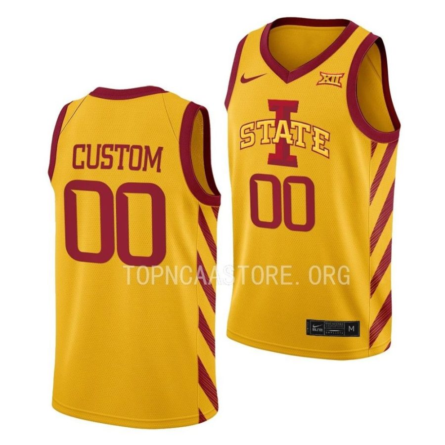 custom iowa state cyclones 2022 23college basketball gold jersey scaled