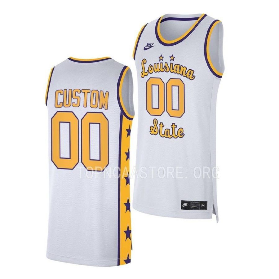 custom lsu tigers 2022 23replica basketball white jersey scaled