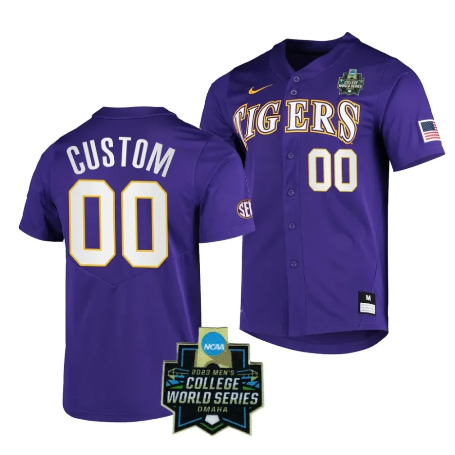 custom lsu tigers purplencaa 2023 college world series menbaseball jersey scaled