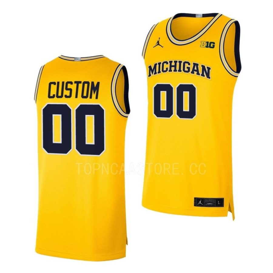 custom michigan wolverines 2022 23college basketball limitedmaize jersey scaled