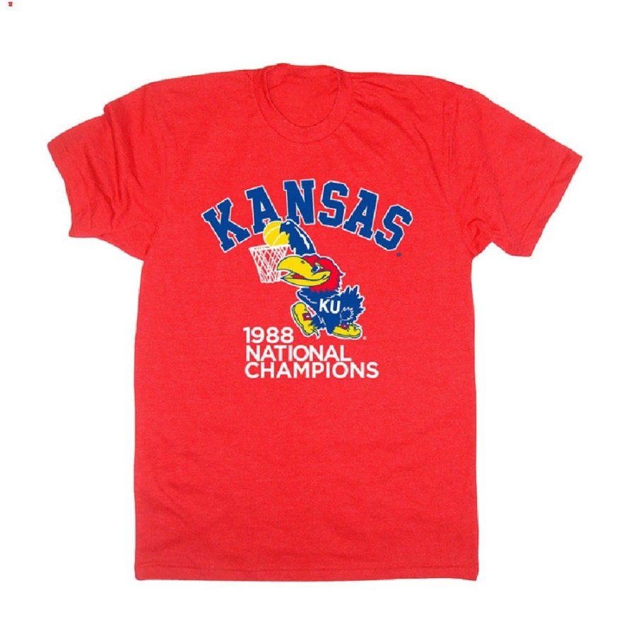 custom red 1988 ncaa champsvintage kansas jayhawks men shirt