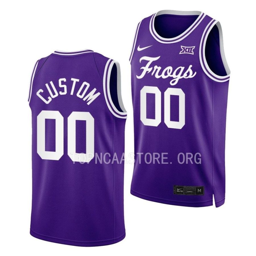 custom tcu horned frogs 2022 23retro basketball purple jersey scaled