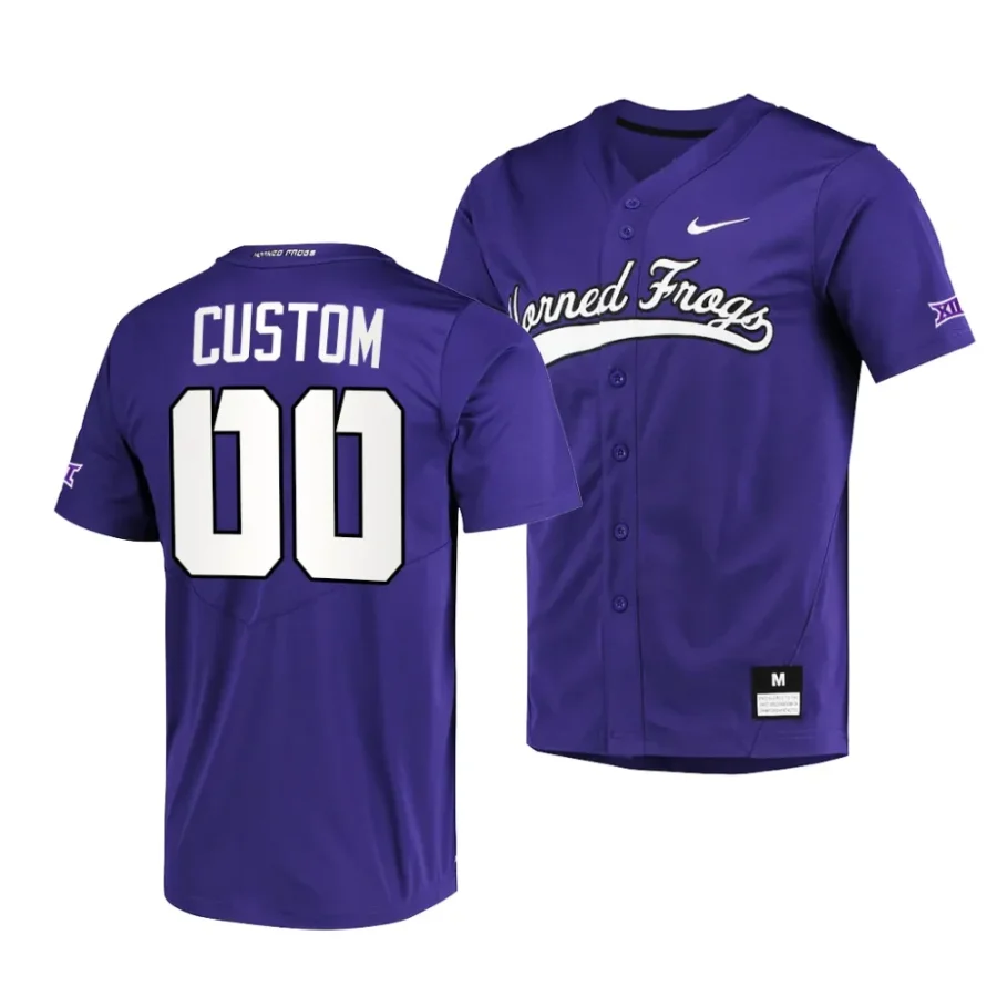 custom tcu horned frogs 2023 big 12 baseball champions menfull button jersey scaled