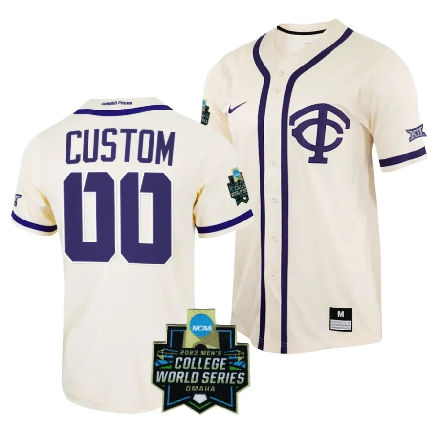 custom tcu horned frogs 2023 college world series menncaa baseball jersey scaled