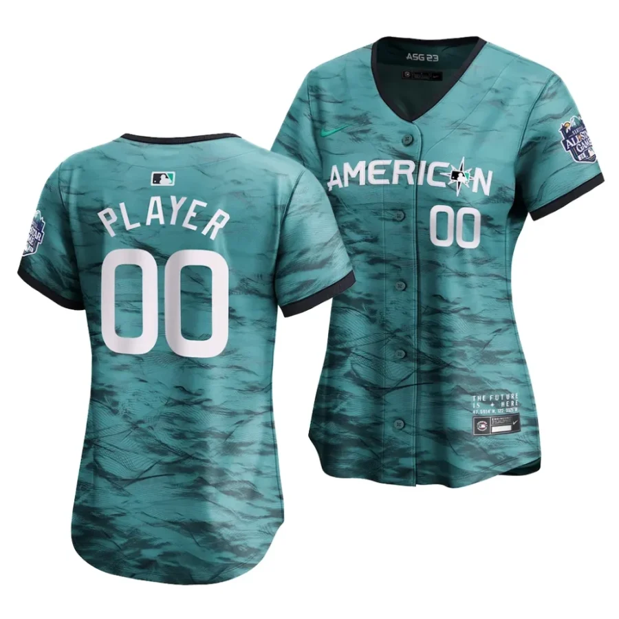 custom teal american league2023 mlb all star game women jersey scaled