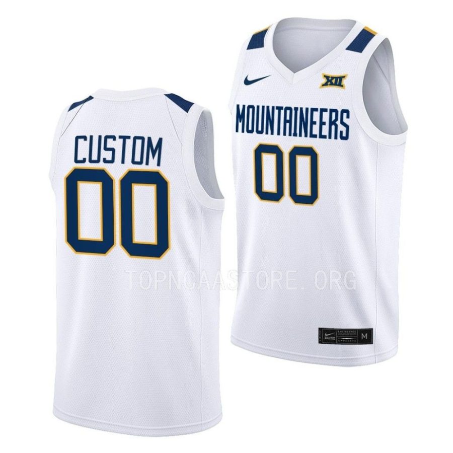 custom west virginia mountaineers 2022 23home basketball white jersey scaled