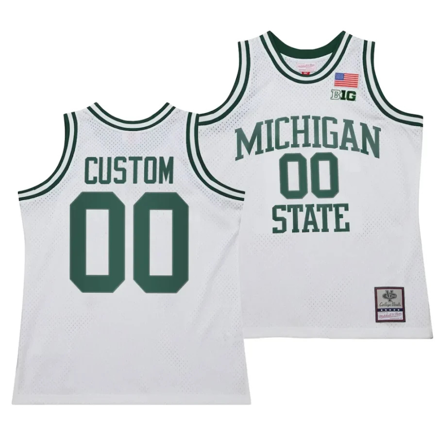 custom white 125th basketball anniversary 1990 throwback michigan state spartansfashion jersey scaled