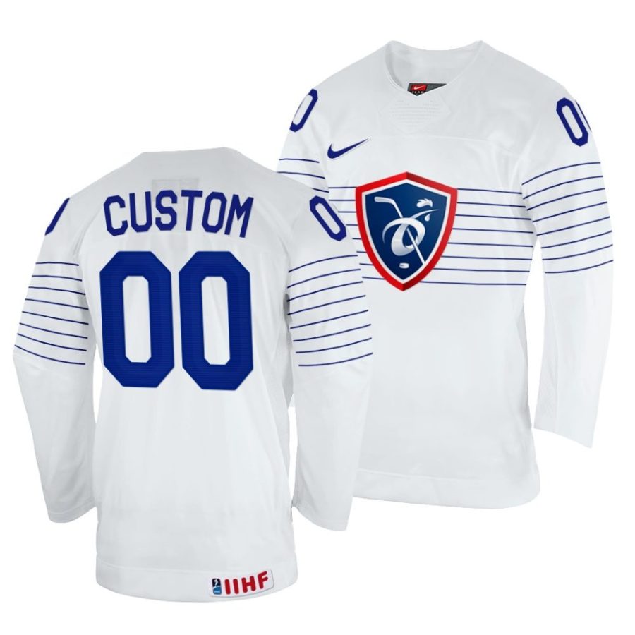 custom white 2022 iihf world championship france home jersey scaled