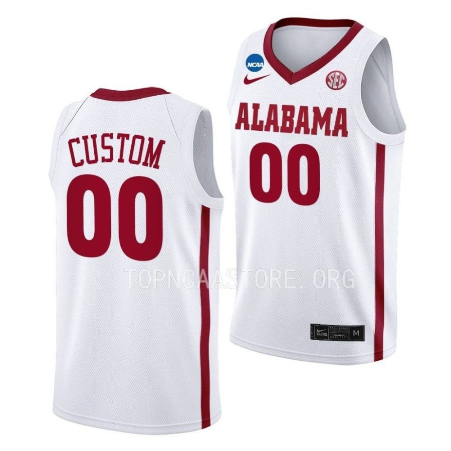 custom white 2023 ncaa march madness alabama crimson tidemens basketball jersey scaled