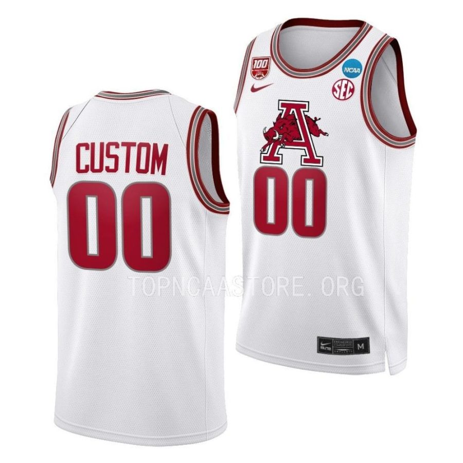 custom white 2023 ncaa march madness arkansas razorbacksmens basketball jersey scaled